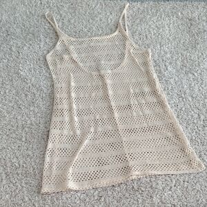 Beige Crochet Swim Cover Up